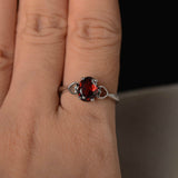 1ct Oval Cut Red Garnet Promise Solitaire Engagement Ring 14k White Gold Finish