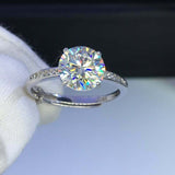 1.4ct Round Diamond Engagement Ring Solitaire with Accents 14k White Gold Finish