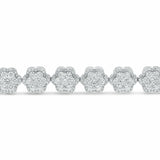 25Ct Round Cut Diamond Floral Halo Women Tennis Bracelet 14K White Gold Finish