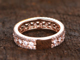 2.3ct Round Cut Diamond 3/4th Eternity Stackable Wedding Band 14k Rose Gold Over