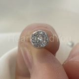 0.5ct Round Cut Moissanite Bezel Set Stud Earrings Women 14K White Gold Plated