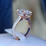 2ct Oval Cut VVS1 Diamond Gatsby Solitaire Engagement Ring 14k Rose Gold Finish