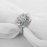 3ct Round Diamond Flower Cocktail Solitaire with Accent Ring 14k White Gold Over