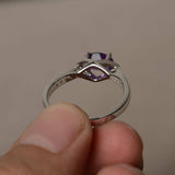 0.8ct Oval Cut Purple Amethyst Diamond Engagement Ring 14k White Gold Finish