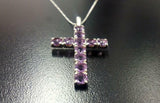 1.55ct Purple Amethyst Pendant Round Cut Holy Cross 14k White Gold Over NO CHAIN