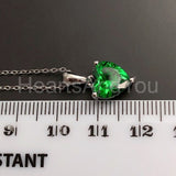 1ct Heart Simulated Emerald Solitaire Pendant 14k White Gold Plated NO CHAIN