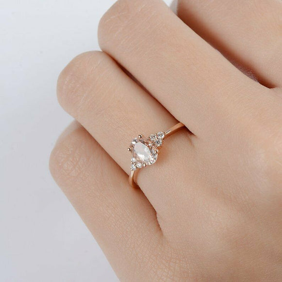 1.3ct Oval Cut Peach Morganite Engagement Ring Diamond Accents 14k RoseGold Over