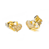 0.5ct Round Diamond Heart Shape Love Design Stud Earrings 14k Yellow Gold Finish