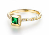 2Ct Princess Cut Emerald Diamond Accents Engagement Ring 14K Yellow Gold Finish