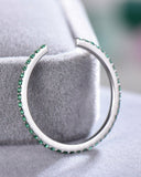 2Ct Round Cut Green Emerald Open Ended Wedding Band Ring 14K White Gold Finish