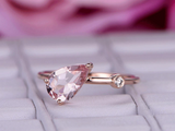 0.7ct Pear Cut Peach Morganite Engagement Ring Solitaire 14k Rose Gold Finish