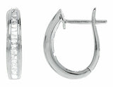 0.25ct Baguette Cut VVS1 Diamond Channel Set Hoop Earrings 14k White Gold Finish