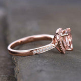 2ct Engagement Ring Heart Cut Morganite Diamond Accent Halo 14k Rose Gold Finish