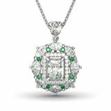 3Ct Radiant Cut Diamond Marquise Halo Iced Pendant 14K White Gold Over NO CHAIN