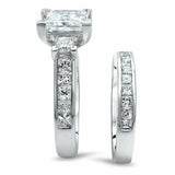 5Ct Princess Cut Diamond Bridal Set Band Engagement Ring 18K White Gold Finish