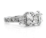 5Ct Asscher Cut Diamond Accented Trilogy Engagement Ring 14K White Gold Finish