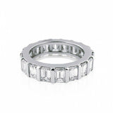 4Ct Emerald Cut Diamond Unique Full Eternity Wedding Band 18K White Gold Finish