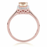 1.3ct Emerald Cut Peach Morganite Solitaire Engagement Ring 14k Rose Gold Finish