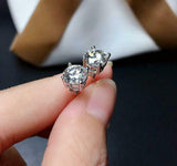 1.2ct Stud Earrings Round Cut Diamond Classic Solitaire 14k White Gold Finish