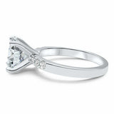 2ct Oval Cut Diamond Engagement Ring Accent with Solitaire 14k White Gold Finish