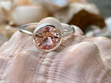 1.23ct Engagement Ring Round Cut Peach Morganite Solitaire 14k White Gold Finish