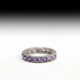 2.5ct Wedding Band Round Cut Purple Amethyst Full Eternity 14k White Gold Finish