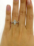 2Ct Marquise Baguette Accent Diamond Trilogy Engagement Ring 14K White Gold Over