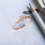 1.2ct Round Cut Morganite Engagement Ring Accents Solitaire 14k Rose Gold Finish