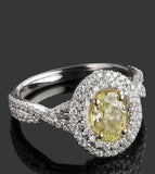 2.2ct Oval Cut Yellow Sapphire Twist Shank Dual Halo Ring 14k White Gold Finish