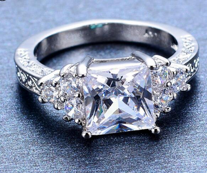 1.5Ct Princess Cut Diamond Vintage Filigree Engagement Ring 14K White Gold Over