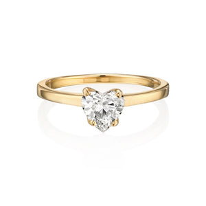 0.7ct Heart Simulated Diamond Solitaire Engagement Ring 14k Yellow Gold Plated