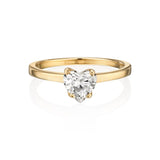 0.7ct Heart Simulated Diamond Solitaire Engagement Ring 14k Yellow Gold Plated