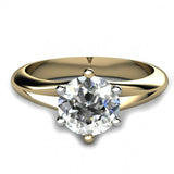 1ct Round Cut Diamond 6 Prong Classic Solitaire Engagement Ring 14k Gold Finish