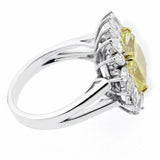 1.5ct Cushion Cut Yellow Sapphire Pear Halo Engagement Ring 14k White Gold Over