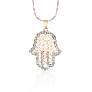 1Ct Round Cut Diamond Filigree Hamsa Pendant 14K Yellow Gold Finish NO CHAIN