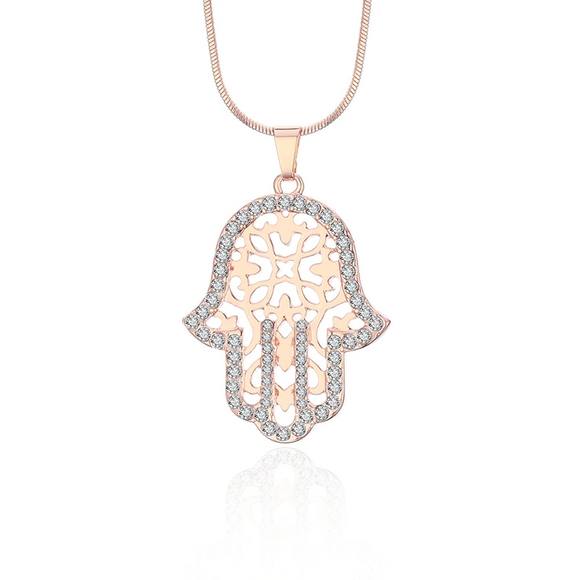 1Ct Round Cut Diamond Filigree Hamsa Pendant 14K Yellow Gold Finish NO CHAIN