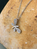 1ct Round Cut Diamond Pendant with Chain Butterfly Desgin 14k White Gold Finish