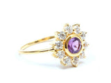 2.1ct Round Cut Purple Amethyst Floral Minimalist Ring 14k Yellow Gold Finish