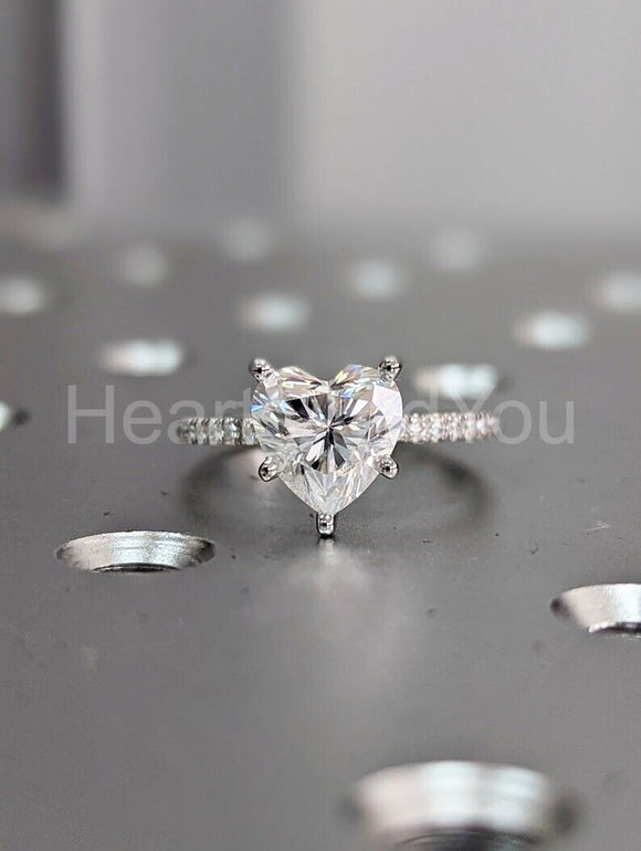 1ct Heart Simulated Diamond Solitaire with Accents Ring 14k White Gold Plated