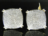 1.4ct Round Cut VVS1D Diamond Cluster Hip Hop Stud Earrings 14k Yellow Gold Over