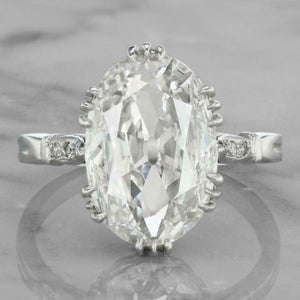 3Ct Oval Cut Diamond Solitaire with Accent Engagement Ring 14K White Gold Finish