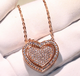 2ct Round Cut VVS1D Diamond Pendant Halo Open Heart 14k RoseGold Finish NO CHAIN