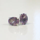 1.5ct Oval Cut Purple Amethyst Solitaire Women Stud Earrings 14k White Gold Over