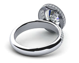 2.9ct Oval Cut VVS1D Diamond Halo Queens Engagement Ring 14k White Gold Finish