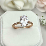 1.7ct Engagement Ring Oval Cut Diamond Solitaire with Accent 14k RoseGold Finish