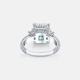 2ct Emerald Cut Diamond Trilogy Engagement Ring with Accent 14k White Gold Over