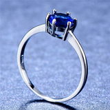 0.6ct Round Cut Blue Sapphire Engagement Ring 18k White Gold Finish Solitaire