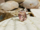 2.5ct Engagement Ring Cushion Cut Peach Morganite Solitaire 14k WhiteGold Finish