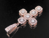 2ct Round Cut Diamond Square Cluster Cross Pendant 14k Rose Gold Finish NO CHAIN