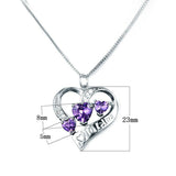 2.3ct Heart Cut Purple Amethyst Pendant Love Design 14k White Gold Over NO CHAIN